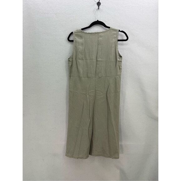 Vintage Abercrombie & Fitch Army Green Sleeveless V-Neck Linen Sheath Dress Size - Picture 2 of 7